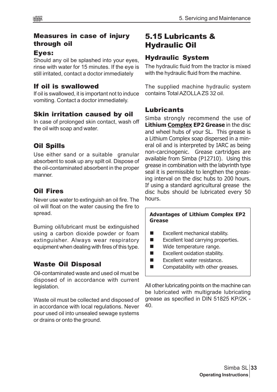 15 lubricants & hydraulic oil | Great Plains P14889 Serial No 18007975 User Manual | Page 33 / 34