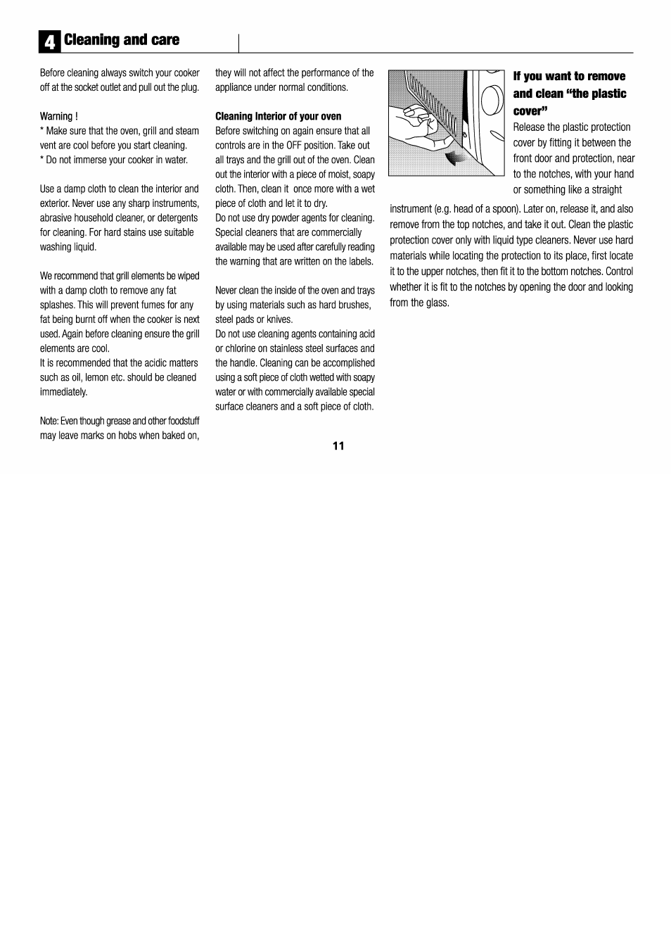 Cleaning and care, If you want to remove and clean “the plastic cover | Beko MF 5 User Manual | Page 13 / 13