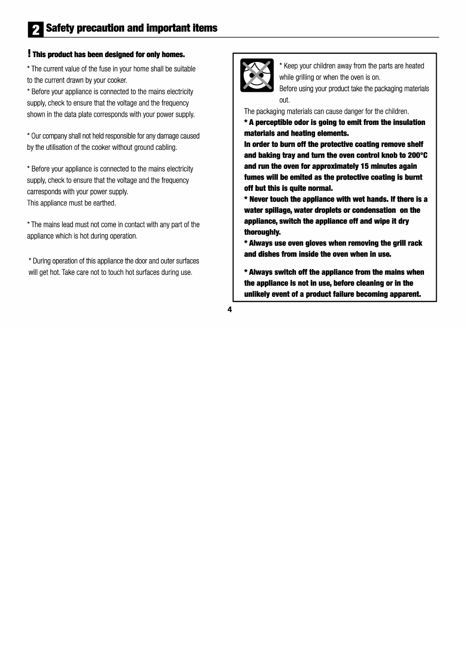I safety precaution and important items | Beko MF 5 User Manual | Page 6 / 13