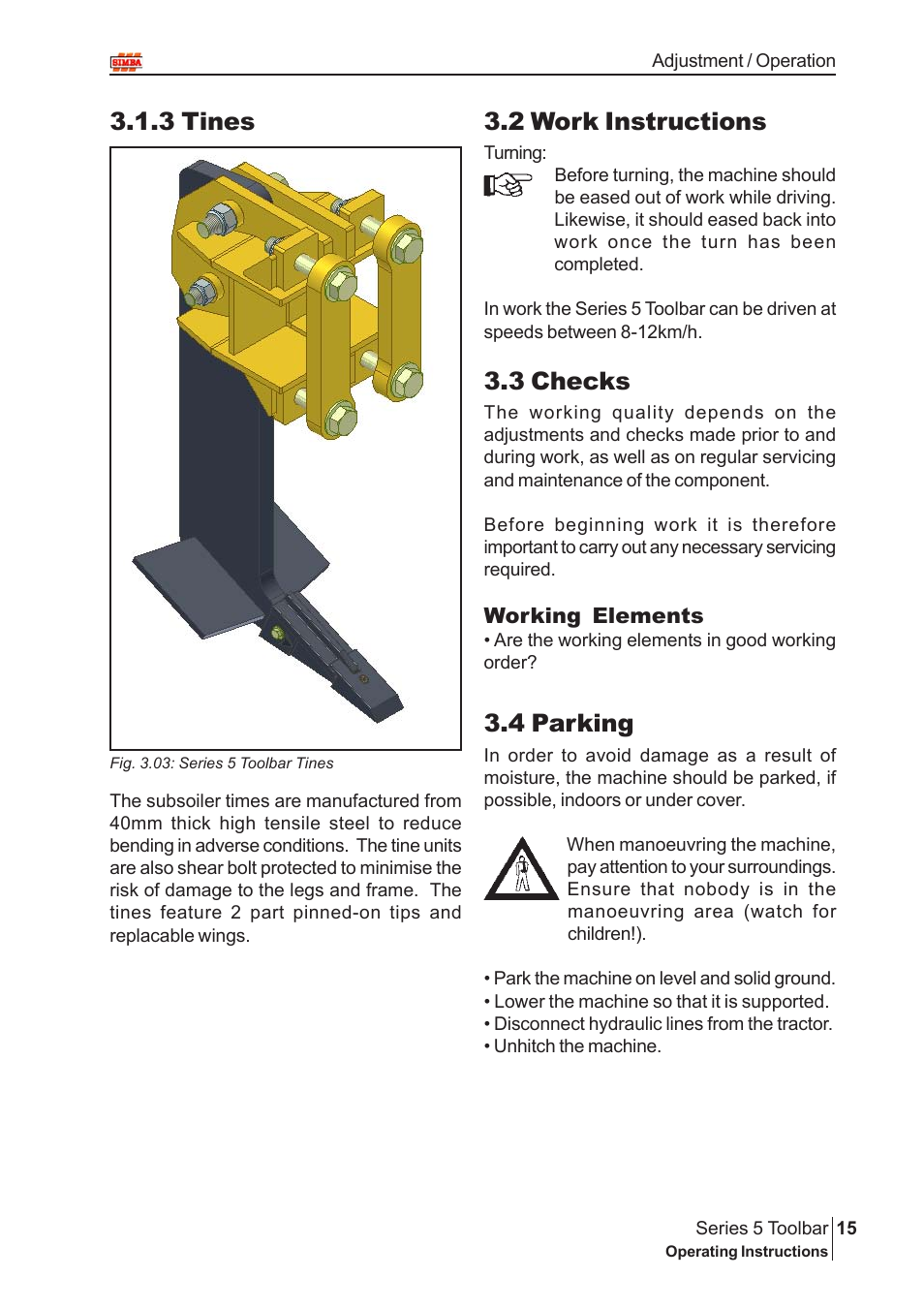 2 work instructions, 3 checks, 4 parking | 3 tines | Great Plains P14222 User Manual | Page 15 / 34