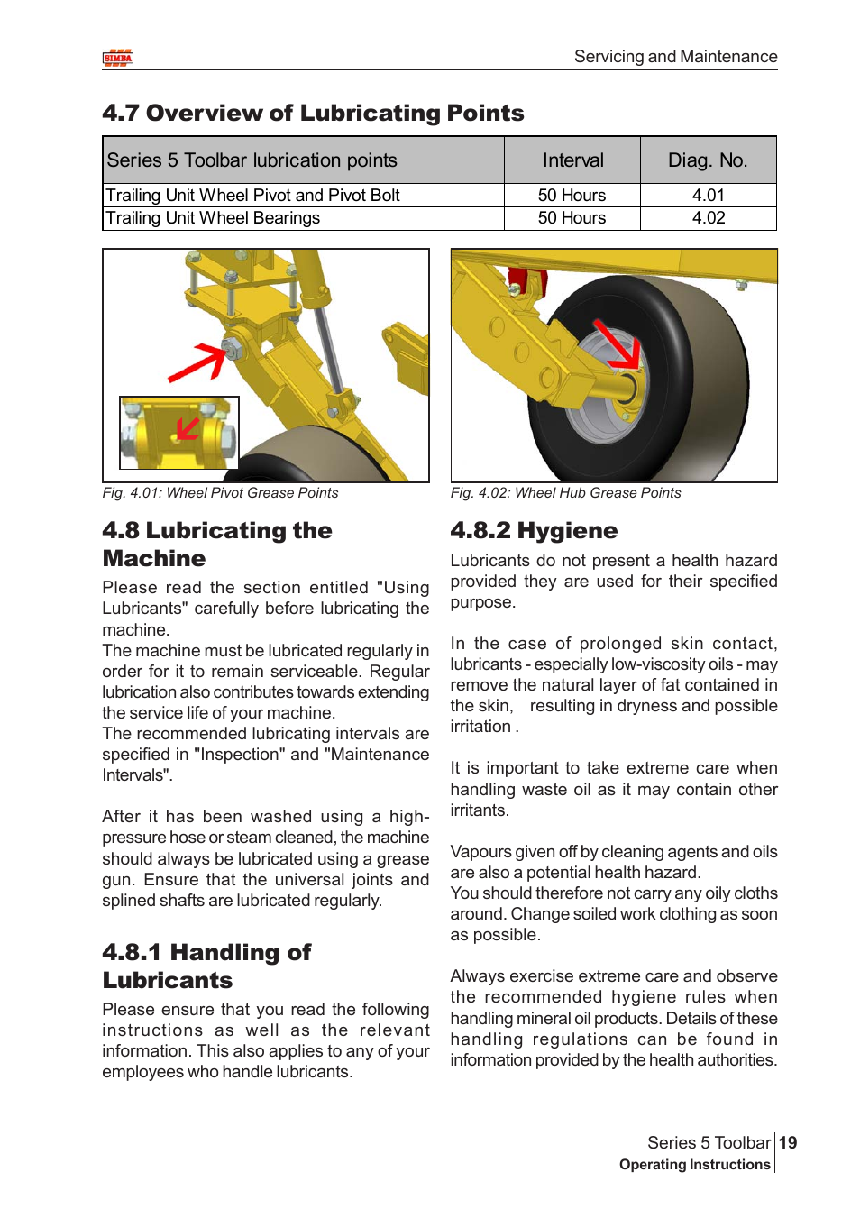 7 overview of lubricating points, 8 lubricating the machine, 1 handling of lubricants | 2 hygiene | Great Plains P14222 User Manual | Page 19 / 34