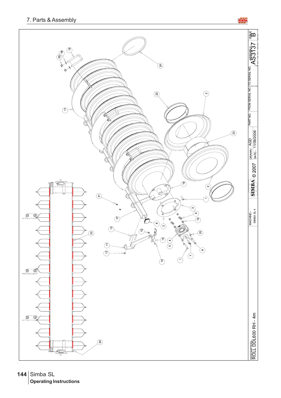 Bas 3137, Parts & assembly simba sl | Great Plains Simba SL 2008 Assembly Instructions User Manual | Page 110 / 156