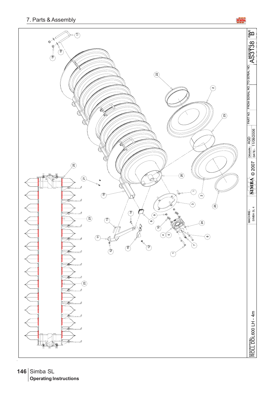 Bas3 138, Parts & assembly simba sl | Great Plains Simba SL 2008 Assembly Instructions User Manual | Page 112 / 156