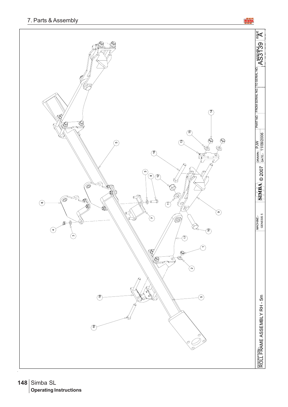 Aas3 139, Parts & assembly simba sl | Great Plains Simba SL 2008 Assembly Instructions User Manual | Page 114 / 156