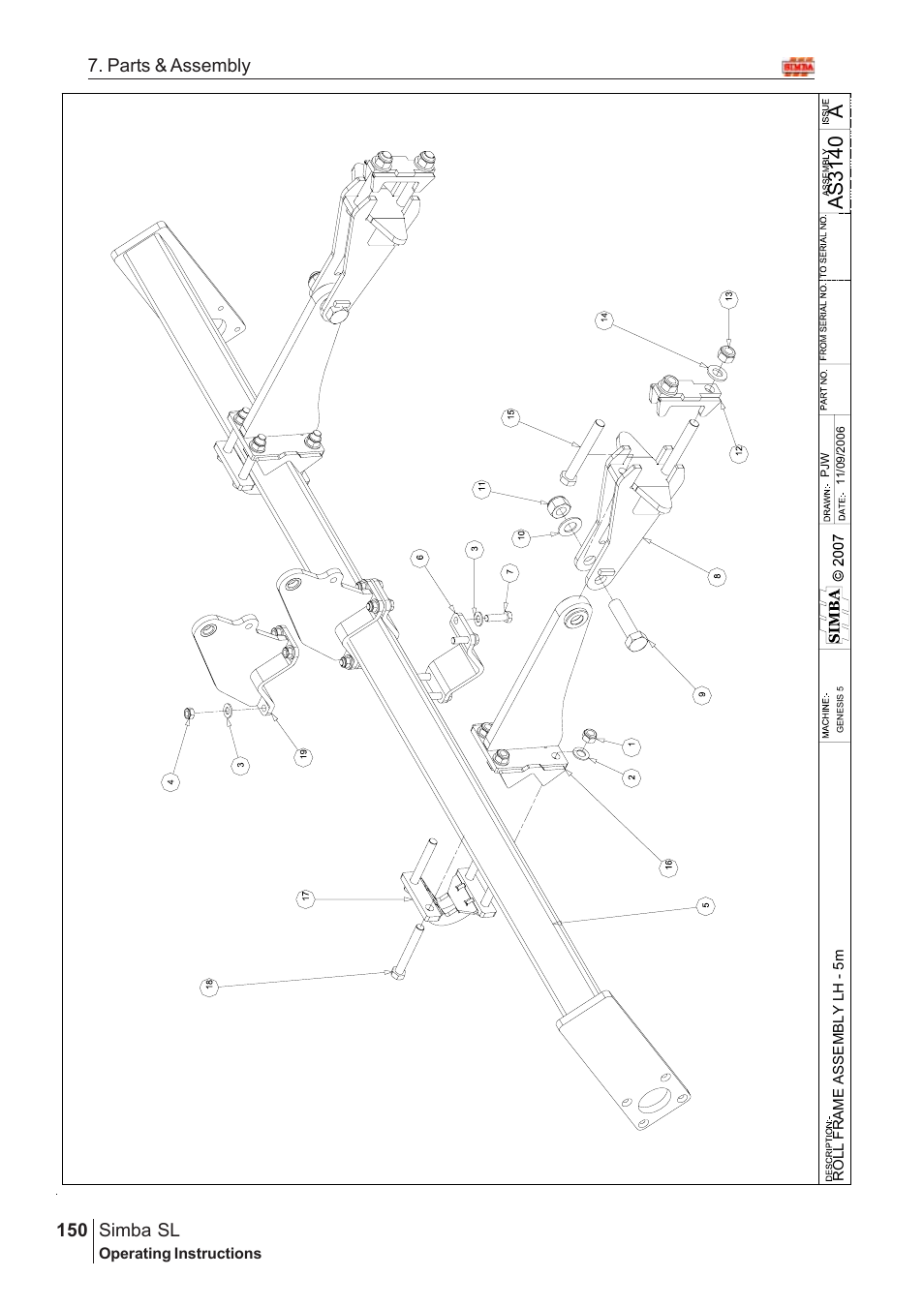 Aas3 140, Parts & assembly simba sl | Great Plains Simba SL 2008 Assembly Instructions User Manual | Page 116 / 156