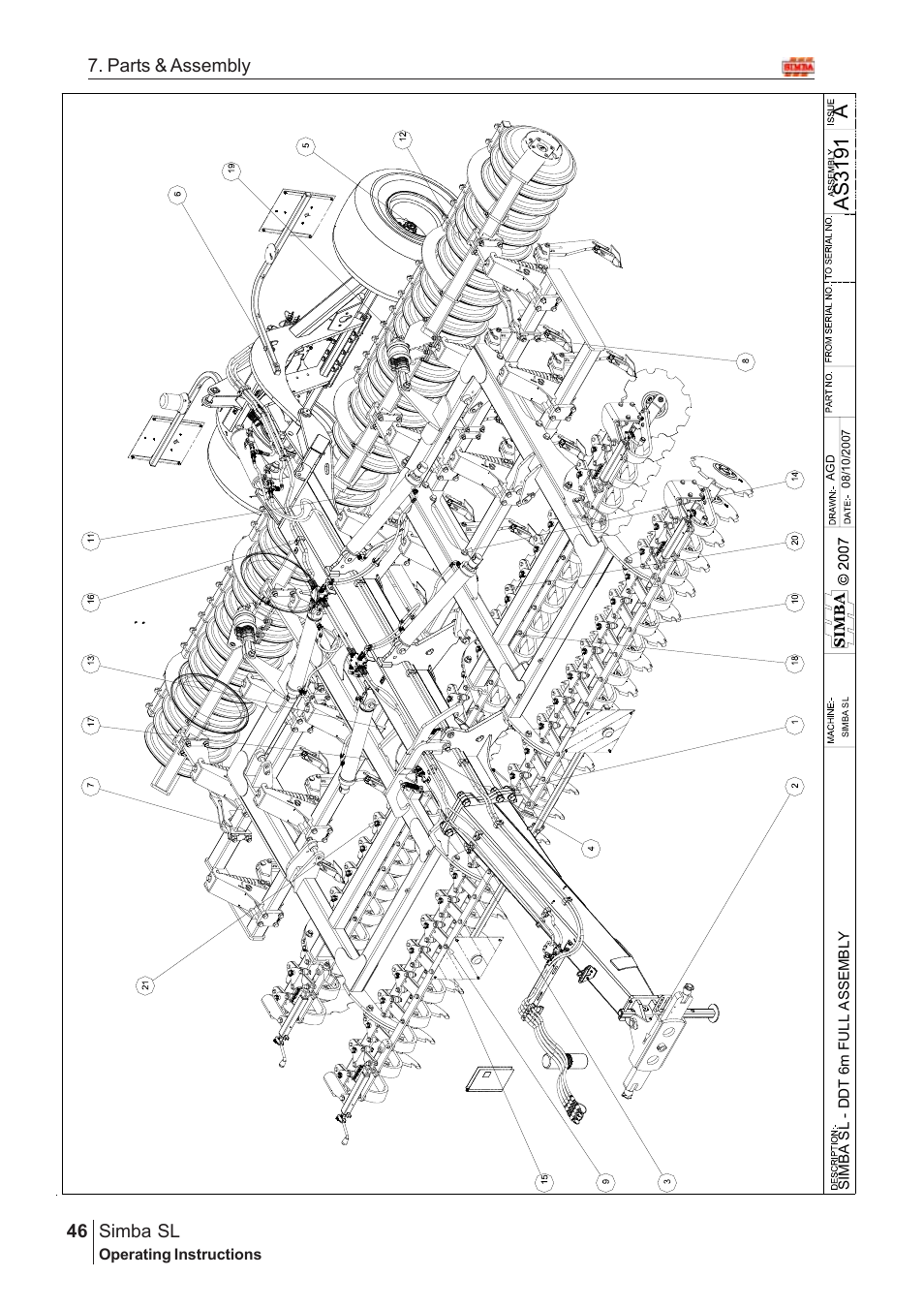 Aas 3191, Parts & assembly simba sl | Great Plains Simba SL 2008 Assembly Instructions User Manual | Page 12 / 156