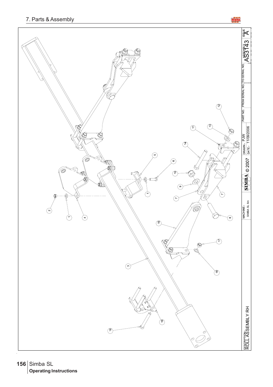 Aas3 143, Parts & assembly simba sl | Great Plains Simba SL 2008 Assembly Instructions User Manual | Page 122 / 156