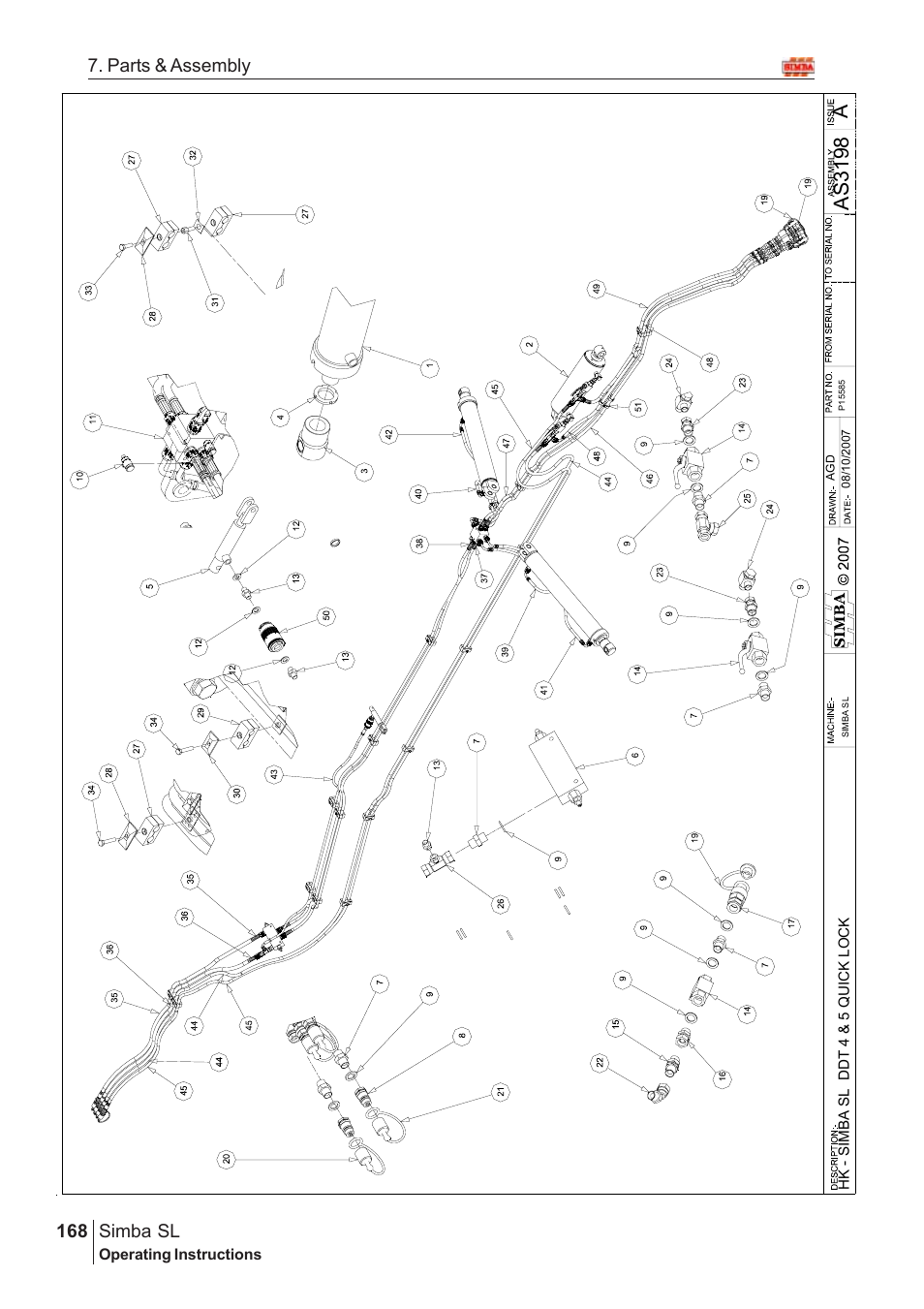 Aas 3198, Parts & assembly simba sl | Great Plains Simba SL 2008 Assembly Instructions User Manual | Page 134 / 156