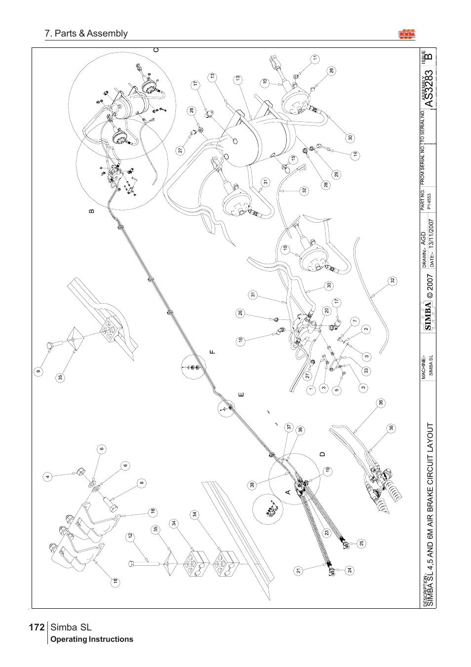 Bas 3283, Parts & assembly simba sl | Great Plains Simba SL 2008 Assembly Instructions User Manual | Page 138 / 156