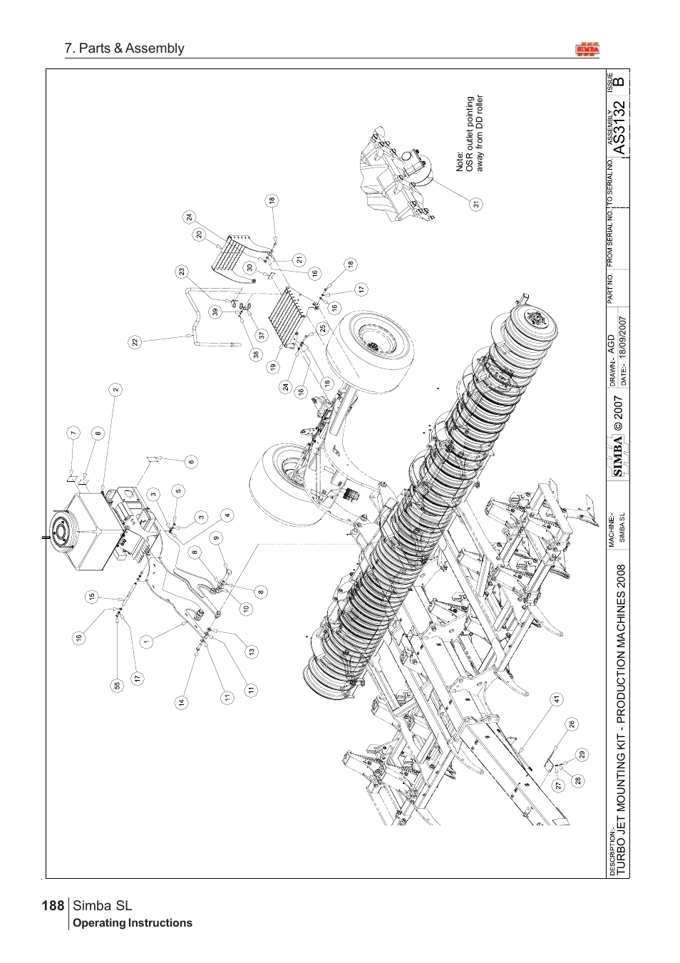 Bas 3132, Parts & assembly simba sl | Great Plains Simba SL 2008 Assembly Instructions User Manual | Page 154 / 156