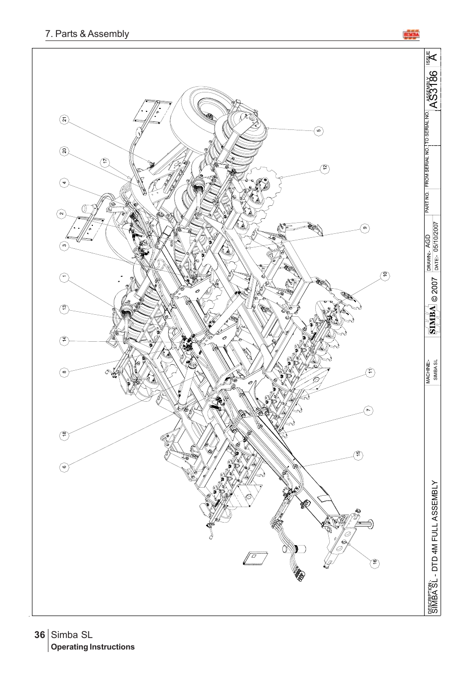 Aas 3186, Parts & assembly simba sl | Great Plains Simba SL 2008 Assembly Instructions User Manual | Page 2 / 156