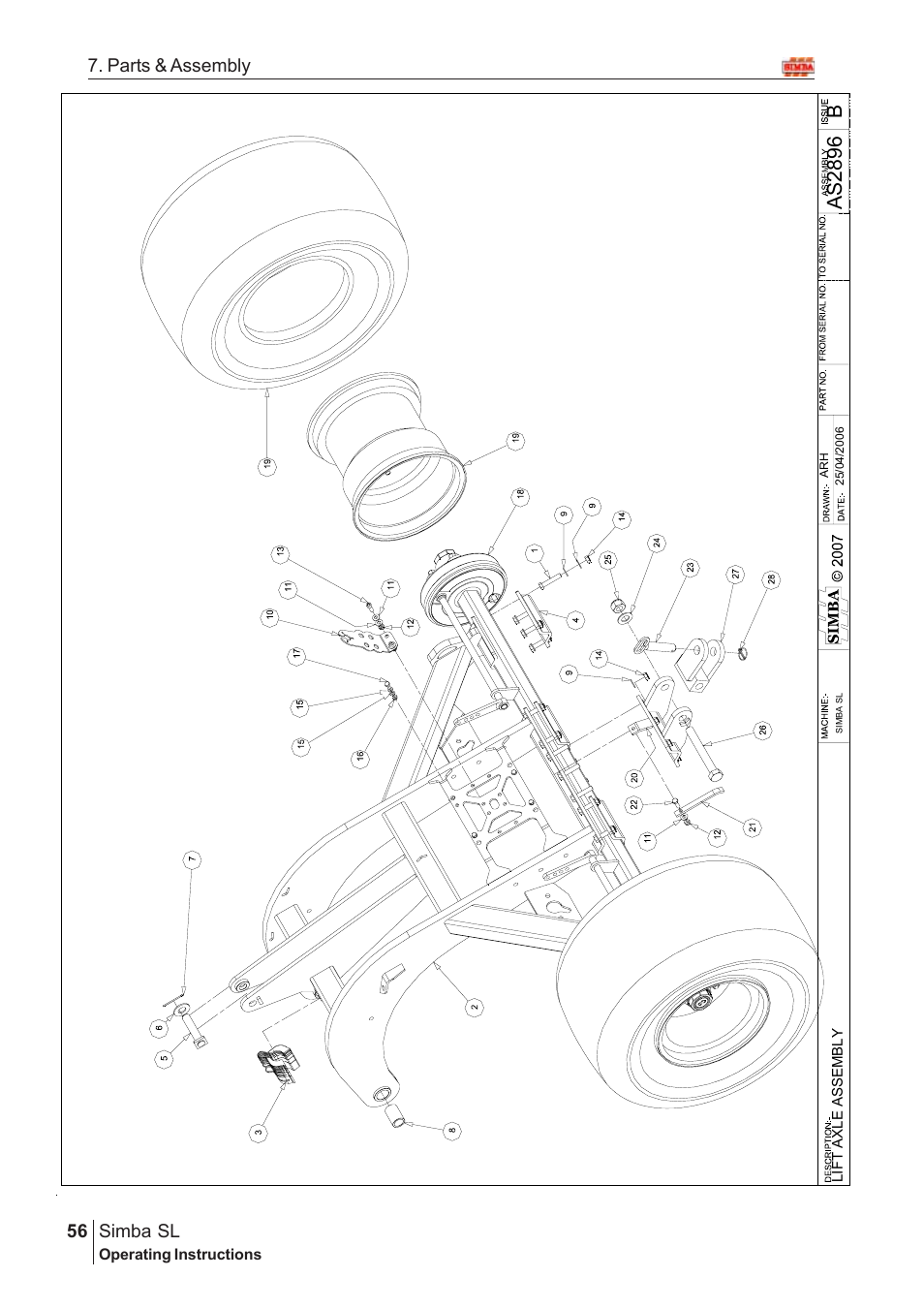 Bas2 896, Parts & assembly simba sl | Great Plains Simba SL 2008 Assembly Instructions User Manual | Page 22 / 156