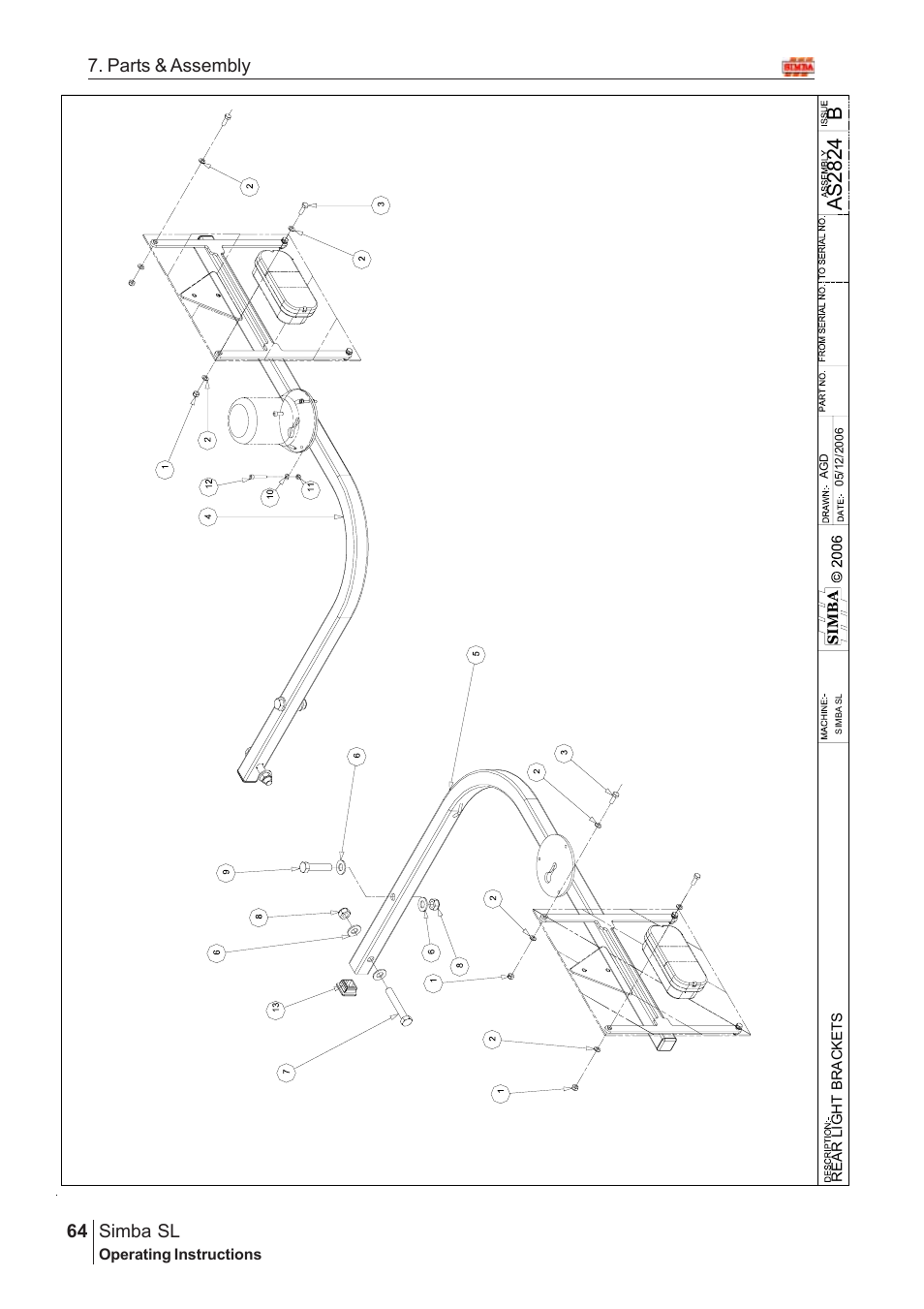 Ba s 28 24, Parts & assembly simba sl | Great Plains Simba SL 2008 Assembly Instructions User Manual | Page 30 / 156