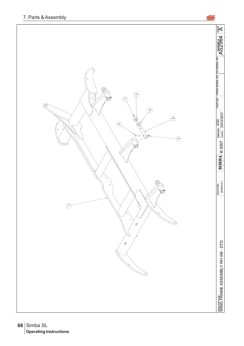 Aas2 964, Parts & assembly simba sl | Great Plains Simba SL 2008 Assembly Instructions User Manual | Page 32 / 156