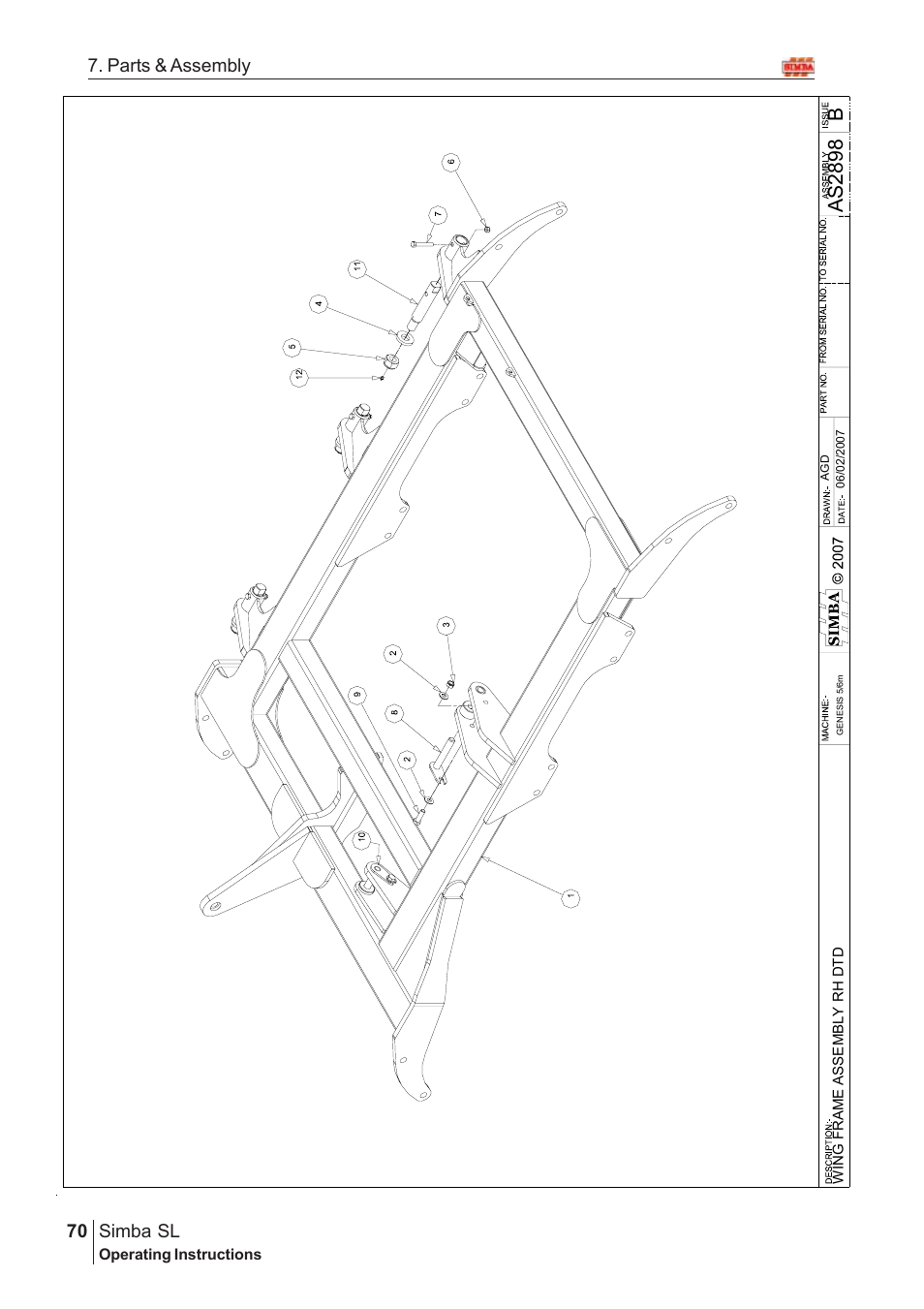 Ba s 28 98, Parts & assembly simba sl | Great Plains Simba SL 2008 Assembly Instructions User Manual | Page 36 / 156