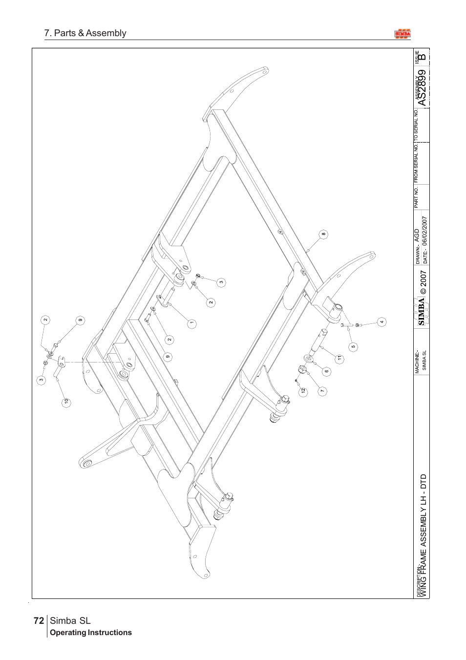 Bas2 899, Parts & assembly simba sl | Great Plains Simba SL 2008 Assembly Instructions User Manual | Page 38 / 156