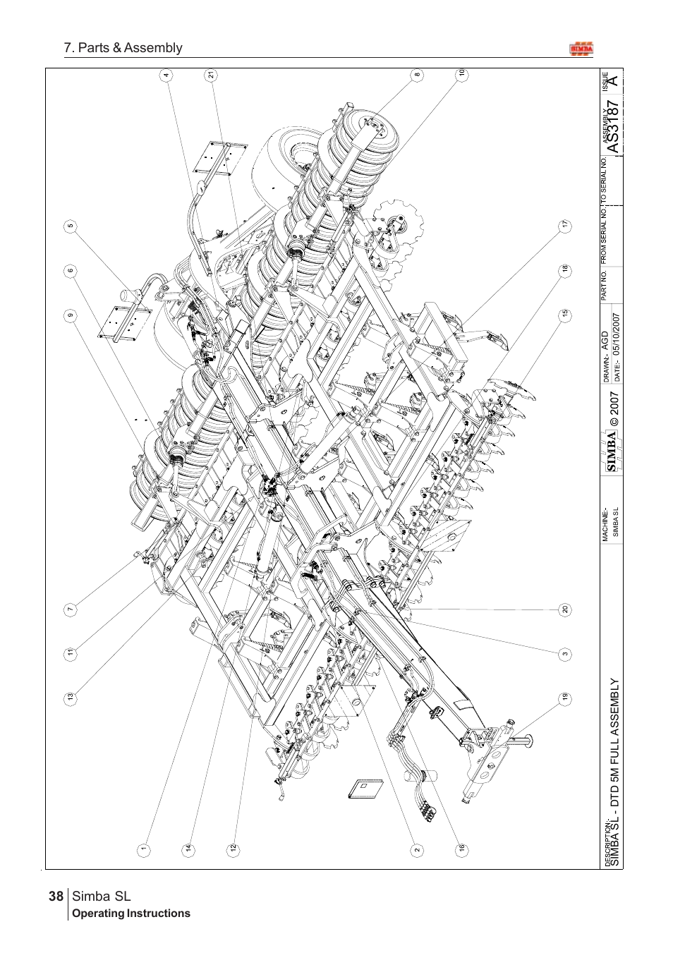 Aas 3187, Parts & assembly simba sl | Great Plains Simba SL 2008 Assembly Instructions User Manual | Page 4 / 156