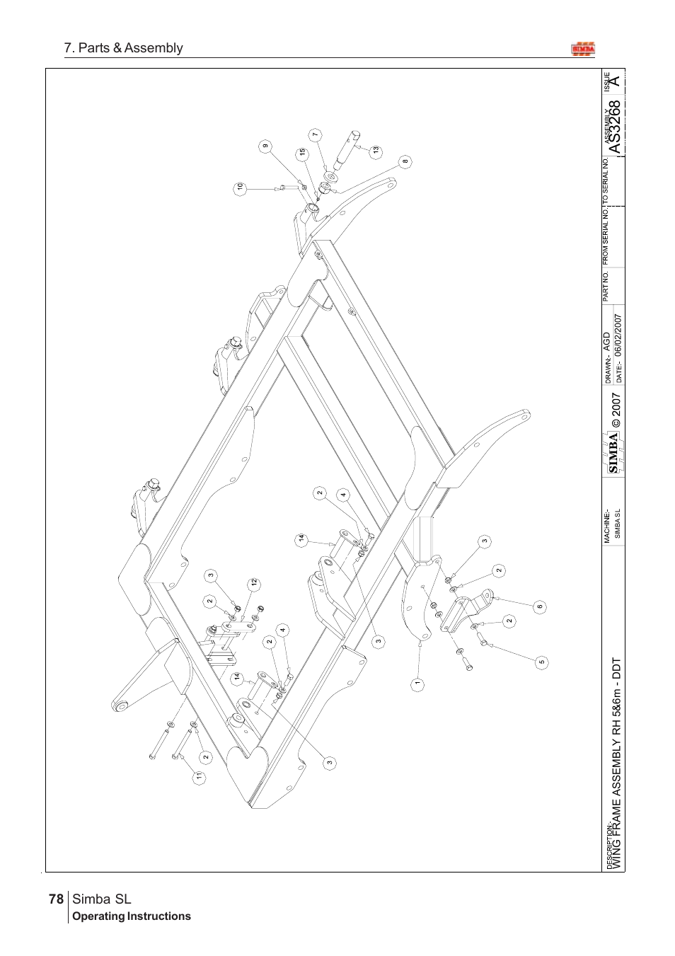 Aas 3268, Parts & assembly simba sl | Great Plains Simba SL 2008 Assembly Instructions User Manual | Page 44 / 156