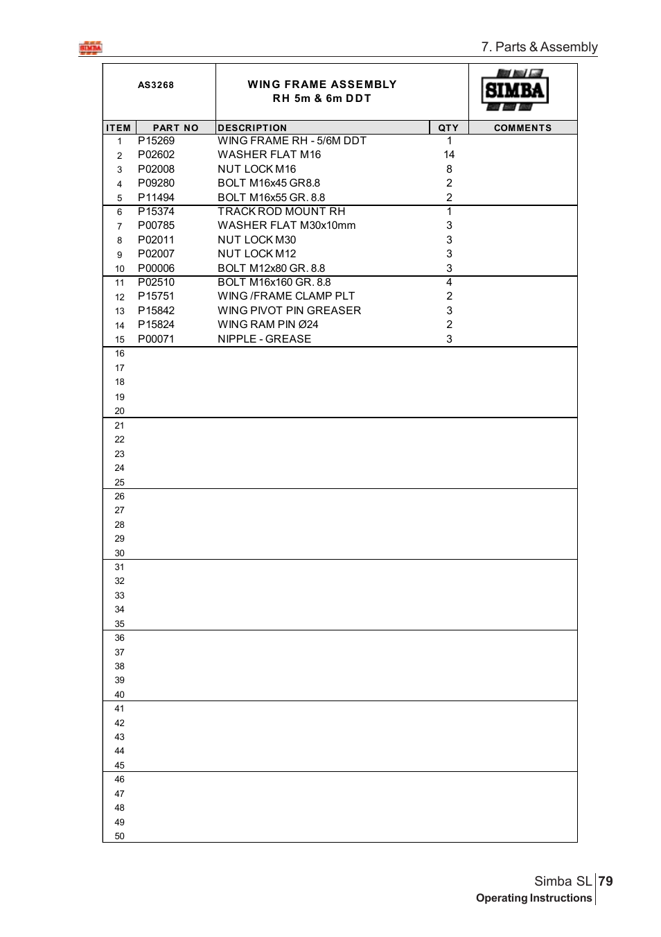 Parts & assembly 79 simba sl | Great Plains Simba SL 2008 Assembly Instructions User Manual | Page 45 / 156