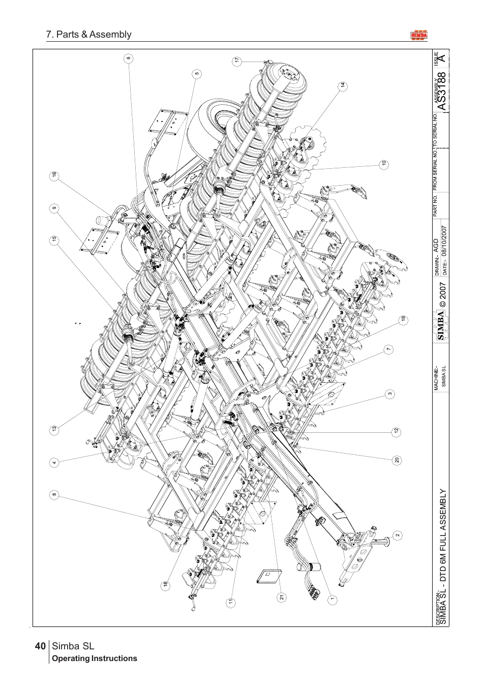 Aas 3188, Parts & assembly simba sl | Great Plains Simba SL 2008 Assembly Instructions User Manual | Page 6 / 156