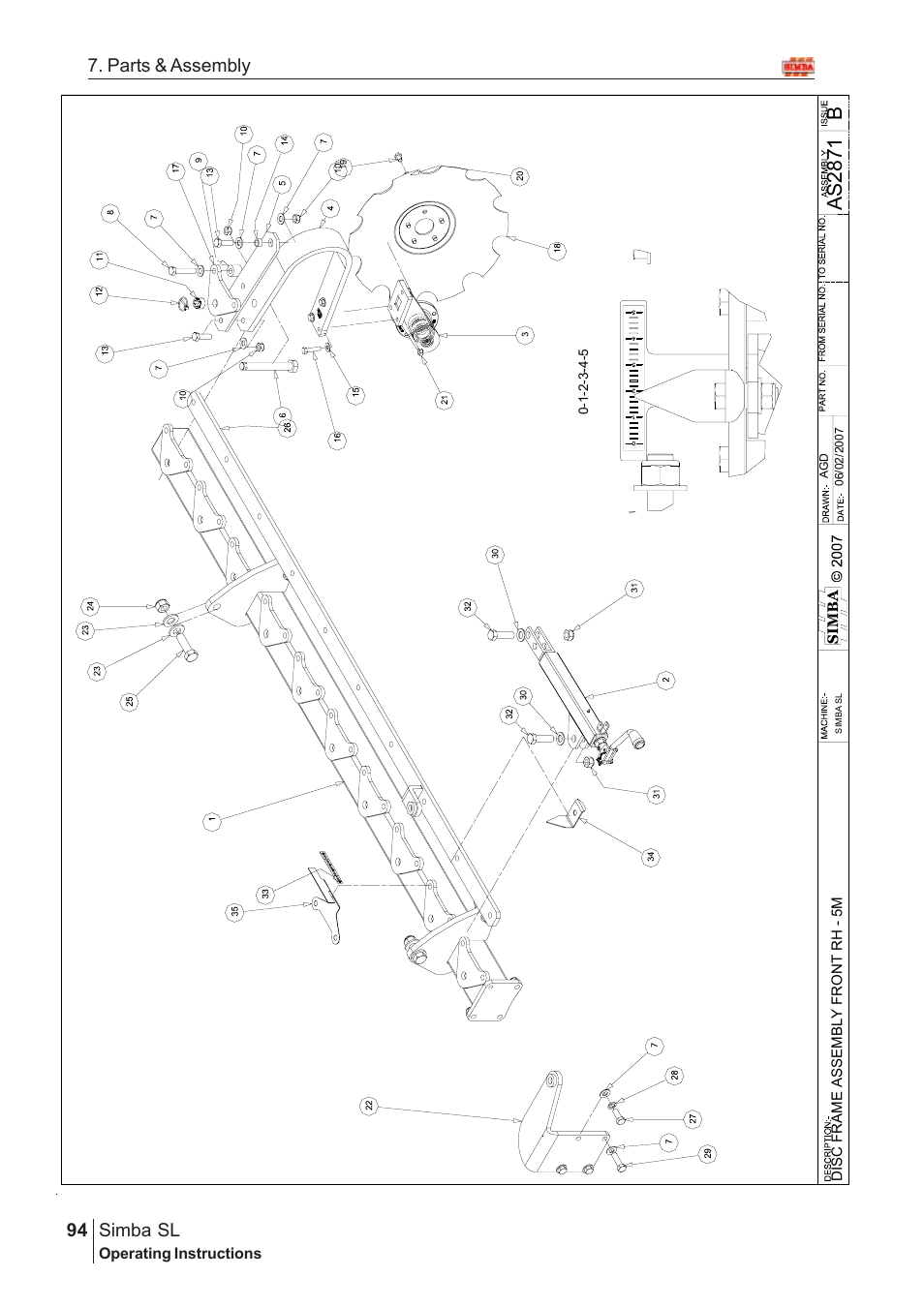 Ba s 28 71, Parts & assembly simba sl | Great Plains Simba SL 2008 Assembly Instructions User Manual | Page 60 / 156