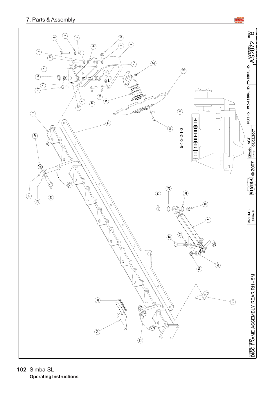 Bas 2872, Parts & assembly simba sl | Great Plains Simba SL 2008 Assembly Instructions User Manual | Page 68 / 156