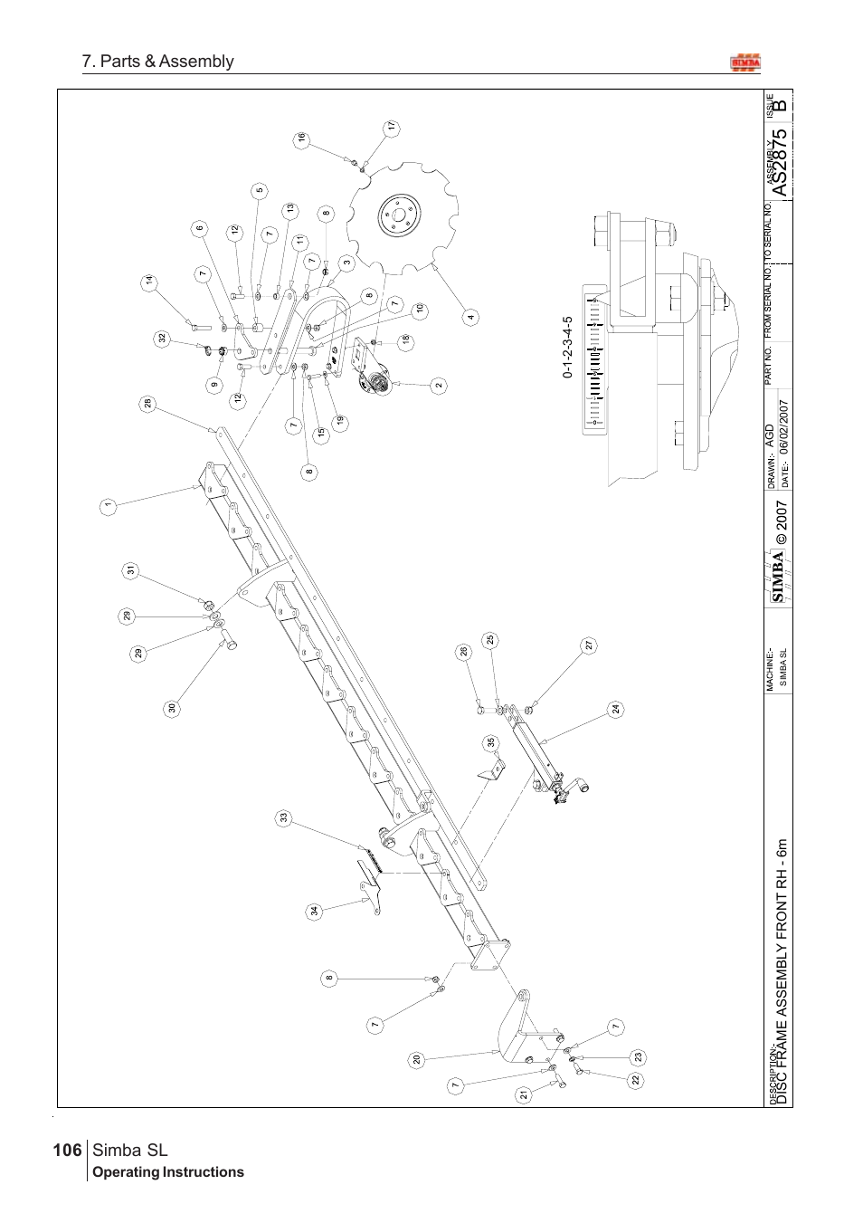 Ba s 28 75, Parts & assembly simba sl | Great Plains Simba SL 2008 Assembly Instructions User Manual | Page 72 / 156