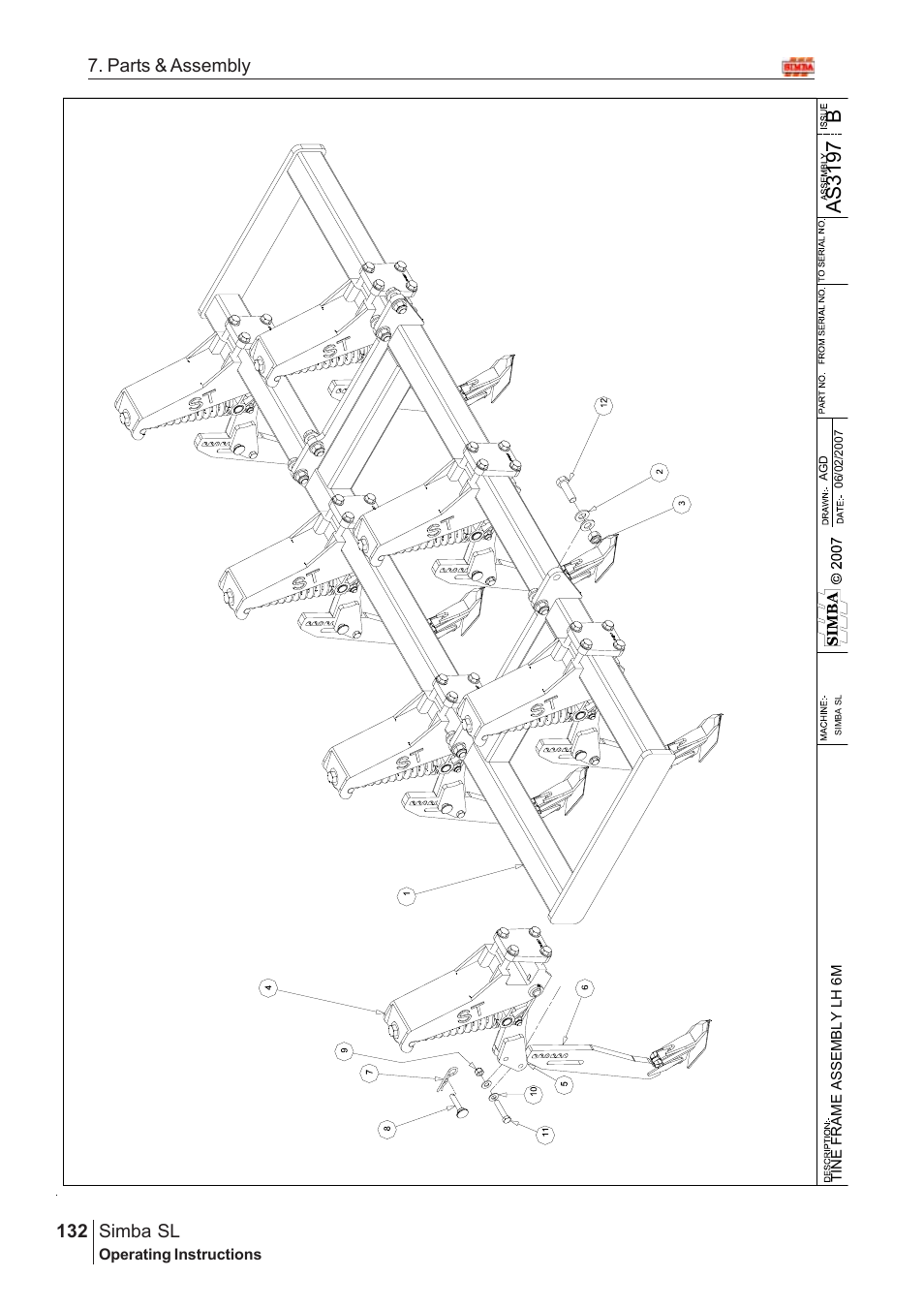 Bas3197, Parts & assembly simba sl | Great Plains Simba SL 2008 Assembly Instructions User Manual | Page 98 / 156