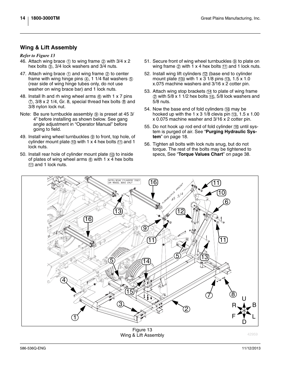 Wing & lift assembly | Great Plains 3000TM Assembly Manual User Manual | Page 18 / 64