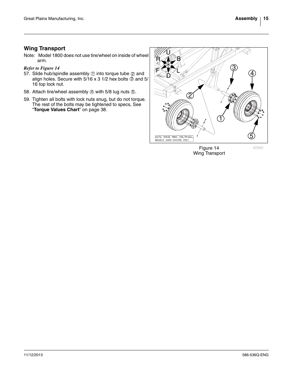 Wing transport | Great Plains 3000TM Assembly Manual User Manual | Page 19 / 64