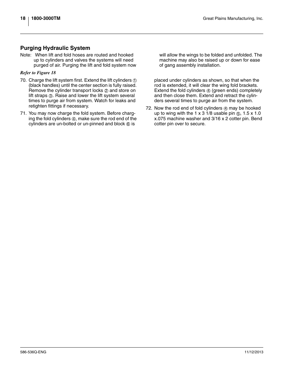 Purging hydraulic system | Great Plains 3000TM Assembly Manual User Manual | Page 22 / 64