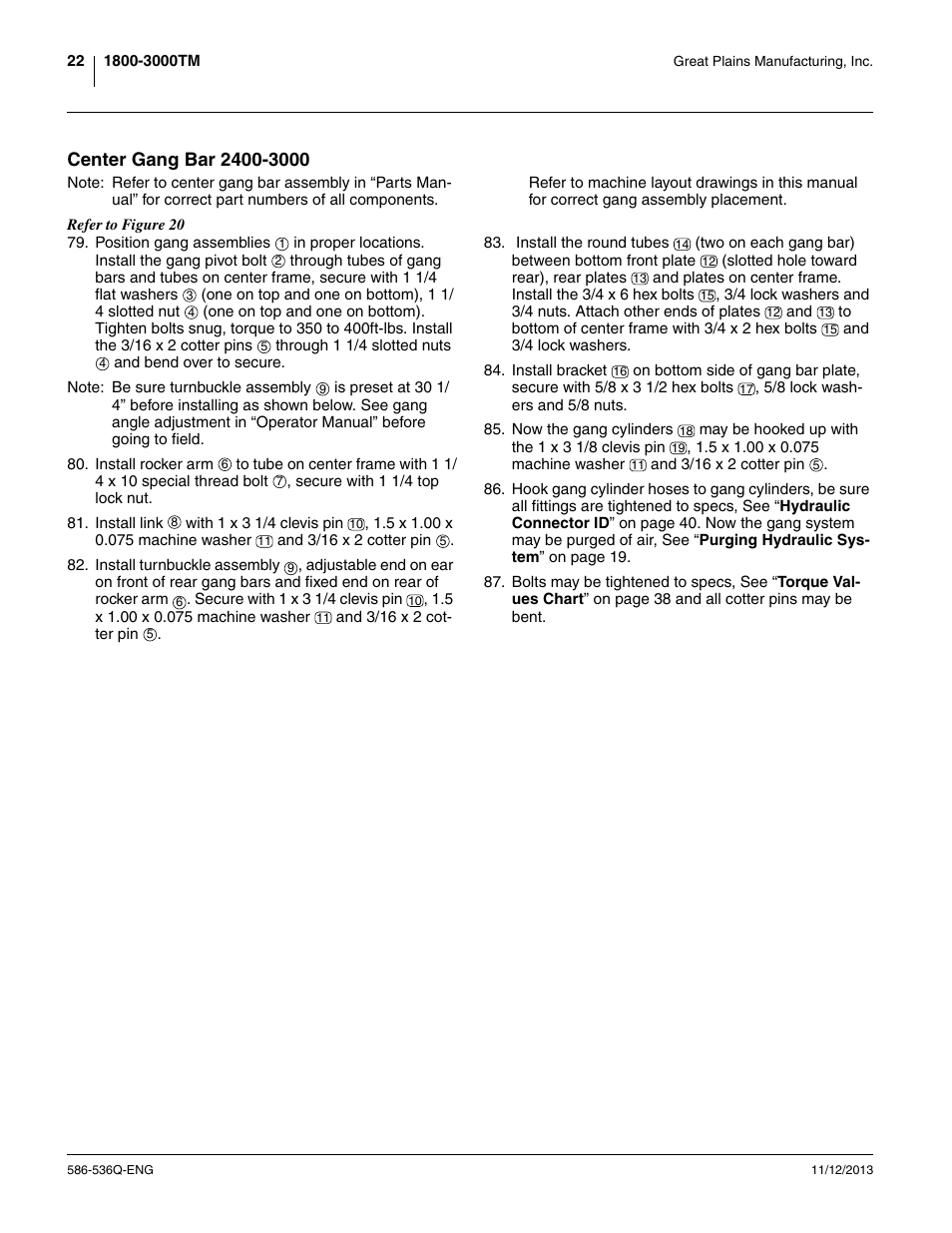 Center gang bar 2400-3000 | Great Plains 3000TM Assembly Manual User Manual | Page 26 / 64