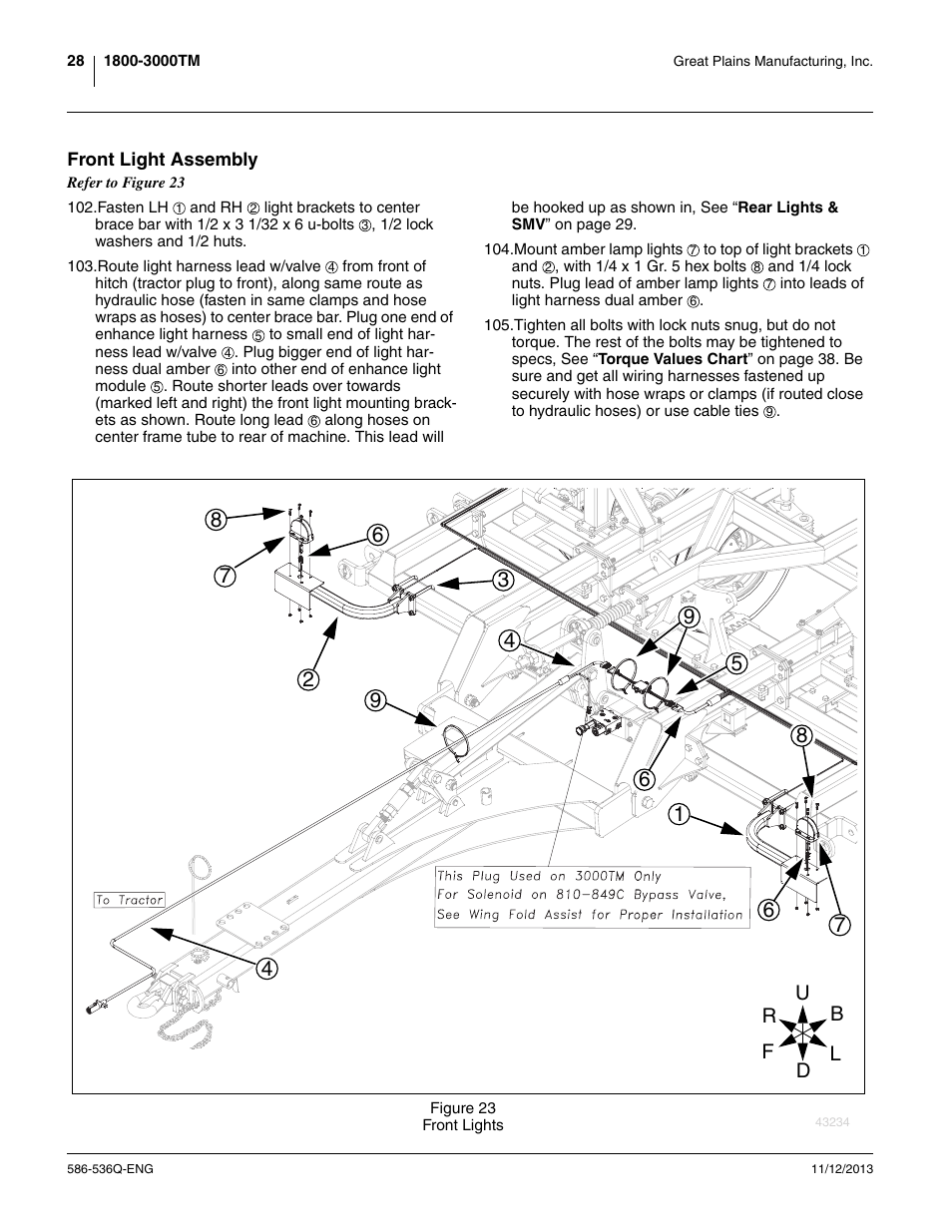 Front light assembly | Great Plains 3000TM Assembly Manual User Manual | Page 32 / 64