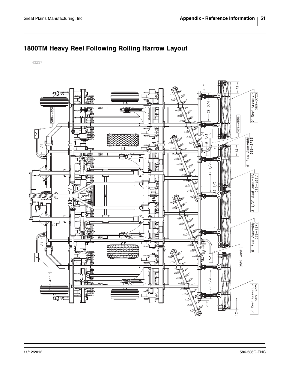 1800tm heavy reel following rolling harrow layout | Great Plains 3000TM Assembly Manual User Manual | Page 55 / 64