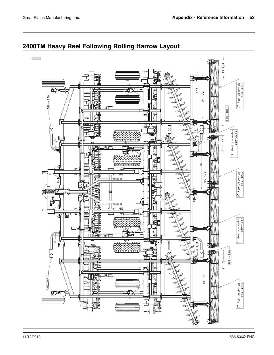 2400tm heavy reel following rolling harrow layout | Great Plains 3000TM Assembly Manual User Manual | Page 57 / 64