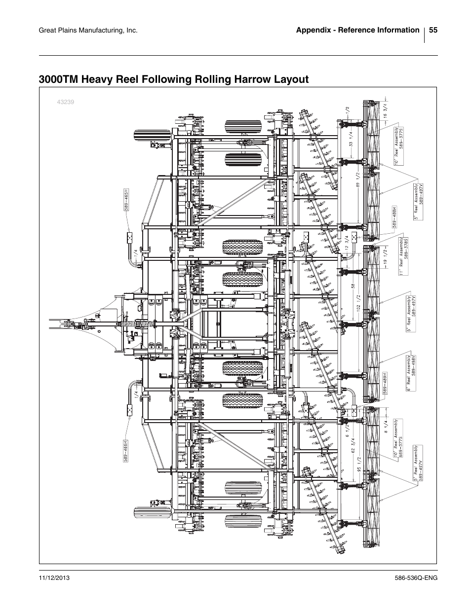 3000tm heavy reel following rolling harrow layout | Great Plains 3000TM Assembly Manual User Manual | Page 59 / 64