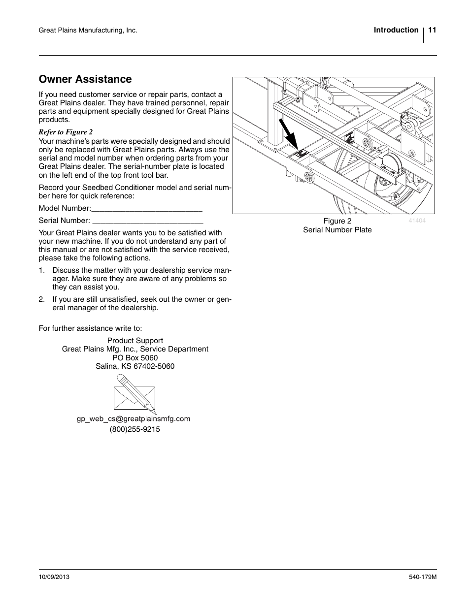 Owner assistance | Great Plains 2551SC Operator Manual User Manual | Page 15 / 32