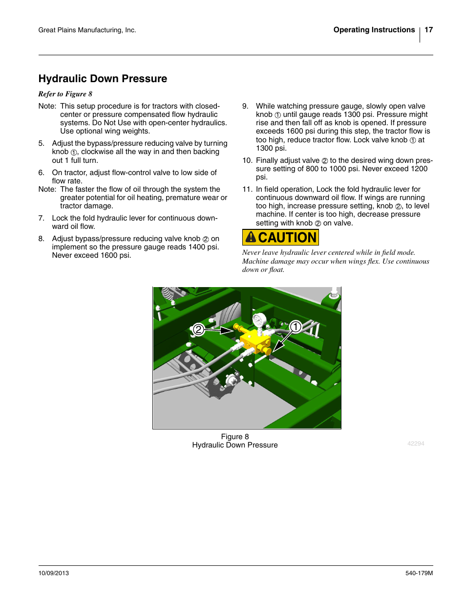 Hydraulic down pressure | Great Plains 2551SC Operator Manual User Manual | Page 21 / 32