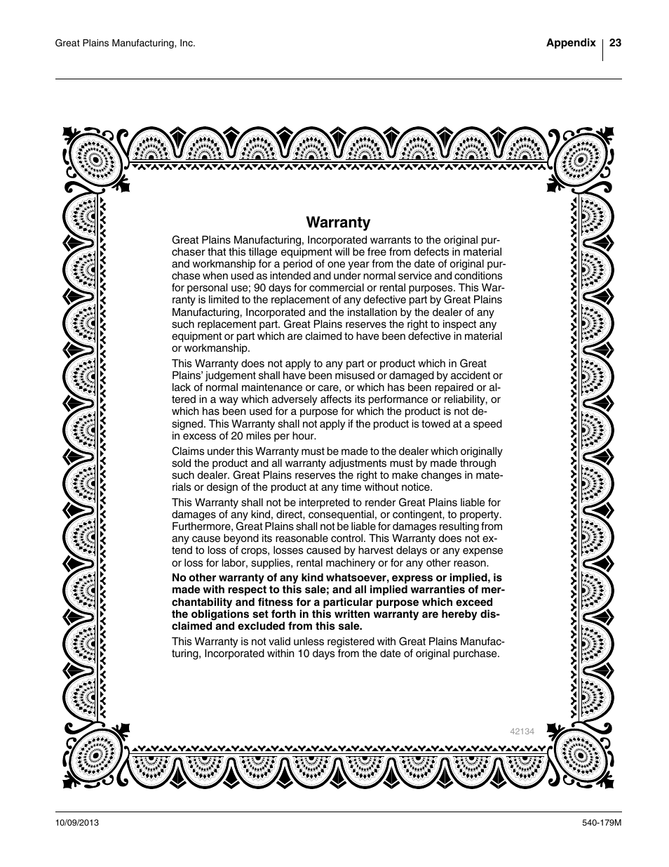Warranty | Great Plains 2551SC Operator Manual User Manual | Page 27 / 32