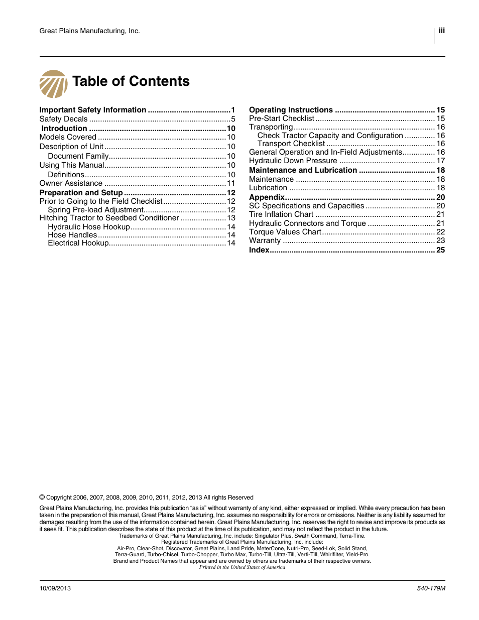 Great Plains 2551SC Operator Manual User Manual | Page 3 / 32