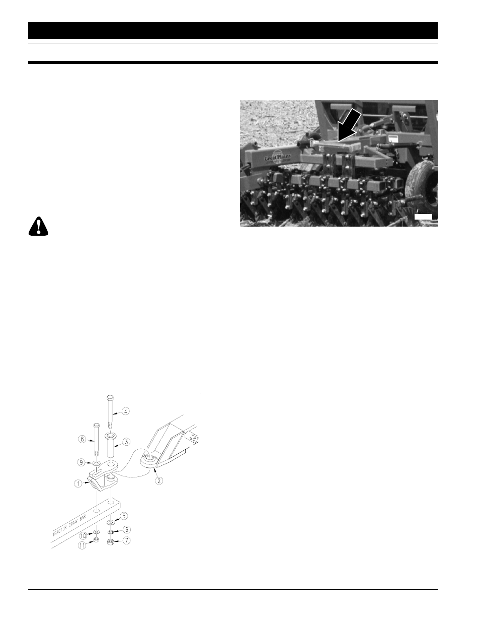 Danger, Prestart checklist, Hitching tractor to implement | Great Plains FCP1000 Predelivery Manual User Manual | Page 6 / 25