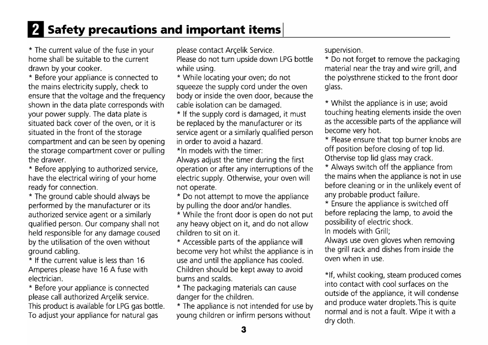 Safety precautions and important items | Beko D 6623 T User Manual | Page 6 / 25