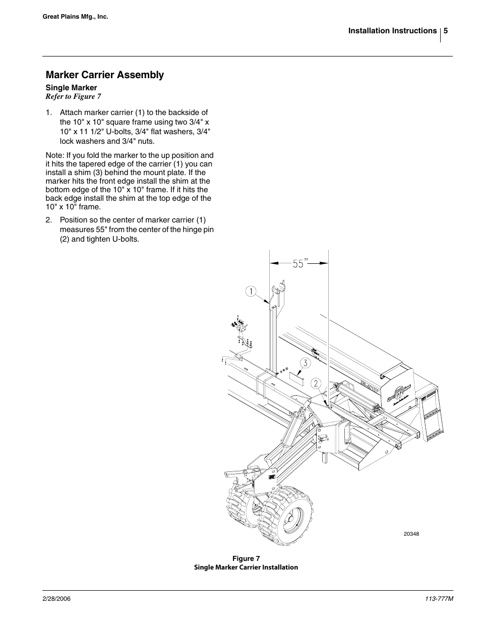 Marker carrier assembly | Great Plains 3N-4020 Assembly Instructions User Manual | Page 5 / 15