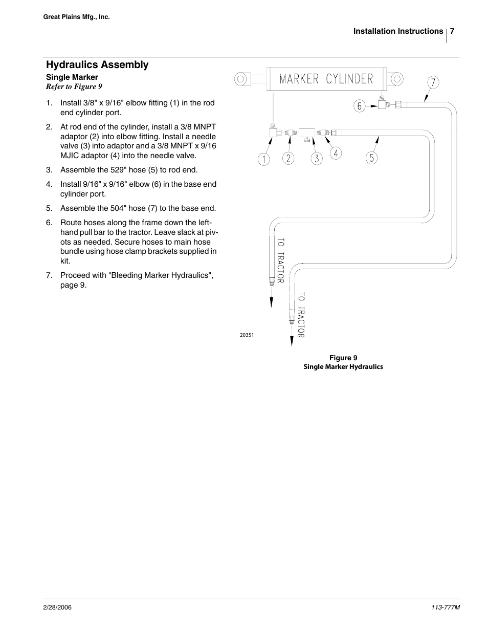Hydraulics assembly | Great Plains 3N-4020 Assembly Instructions User Manual | Page 7 / 15