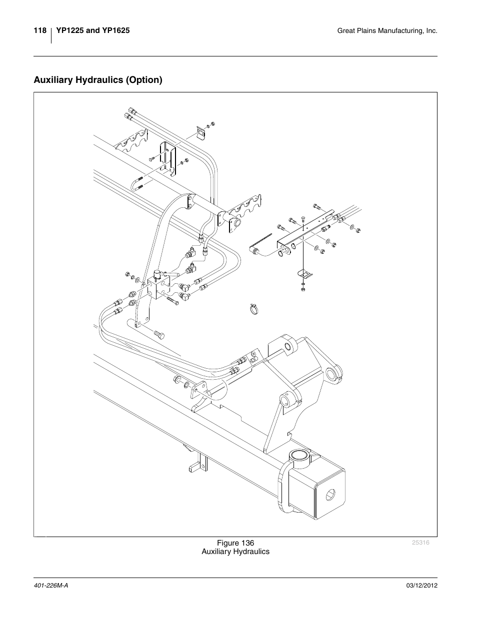 Auxiliary hydraulics (option) | Great Plains YP1625 Operator Manual User Manual | Page 122 / 150