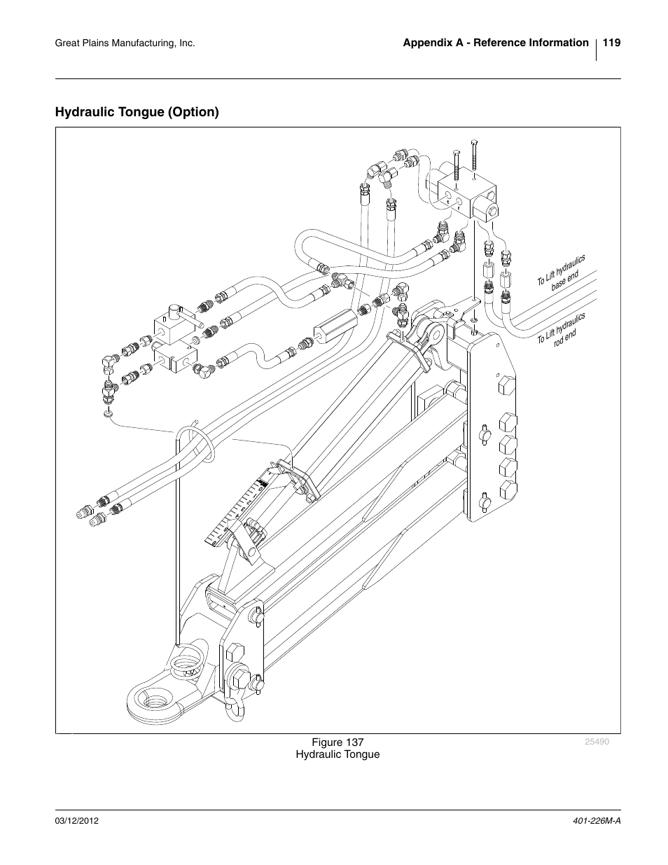 Hydraulic tongue (option) | Great Plains YP1625 Operator Manual User Manual | Page 123 / 150