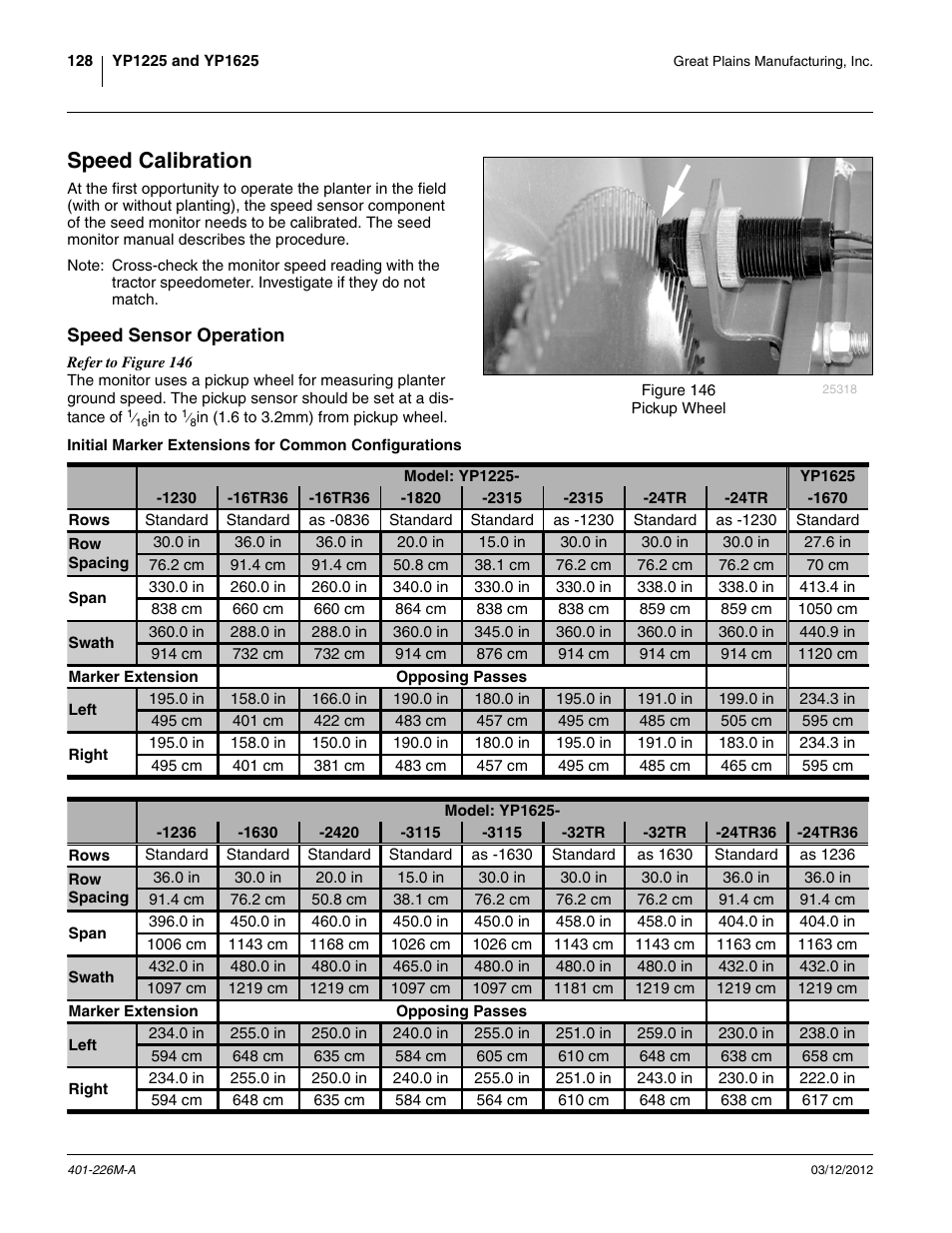 Speed calibration, Speed sensor operation | Great Plains YP1625 Operator Manual User Manual | Page 132 / 150