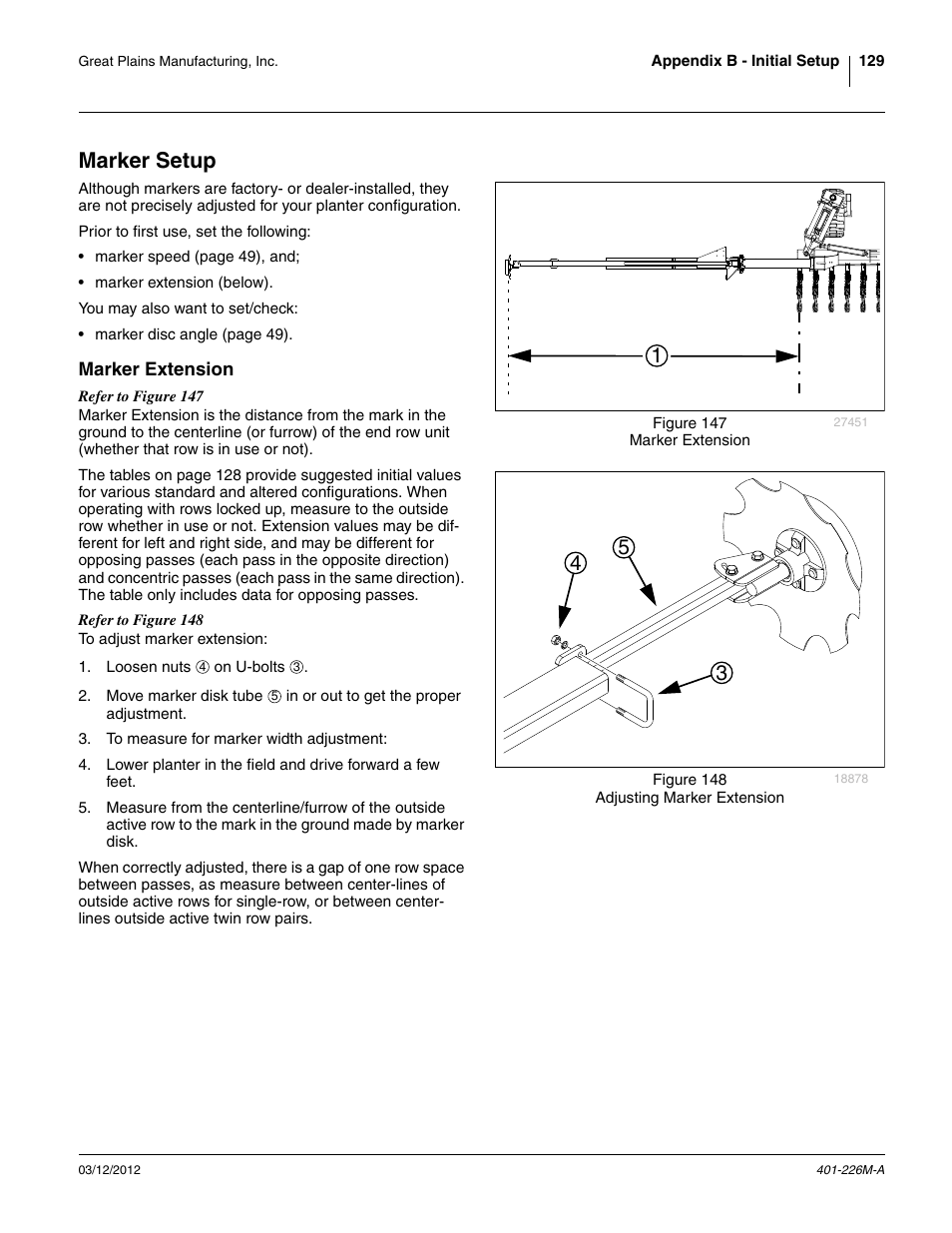 Marker setup, Marker extension | Great Plains YP1625 Operator Manual User Manual | Page 133 / 150