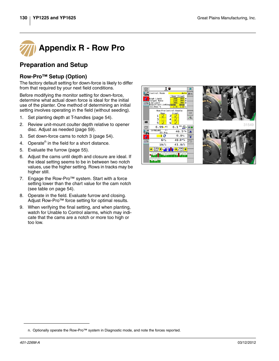 Appendix r - row pro, Preparation and setup | Great Plains YP1625 Operator Manual User Manual | Page 134 / 150