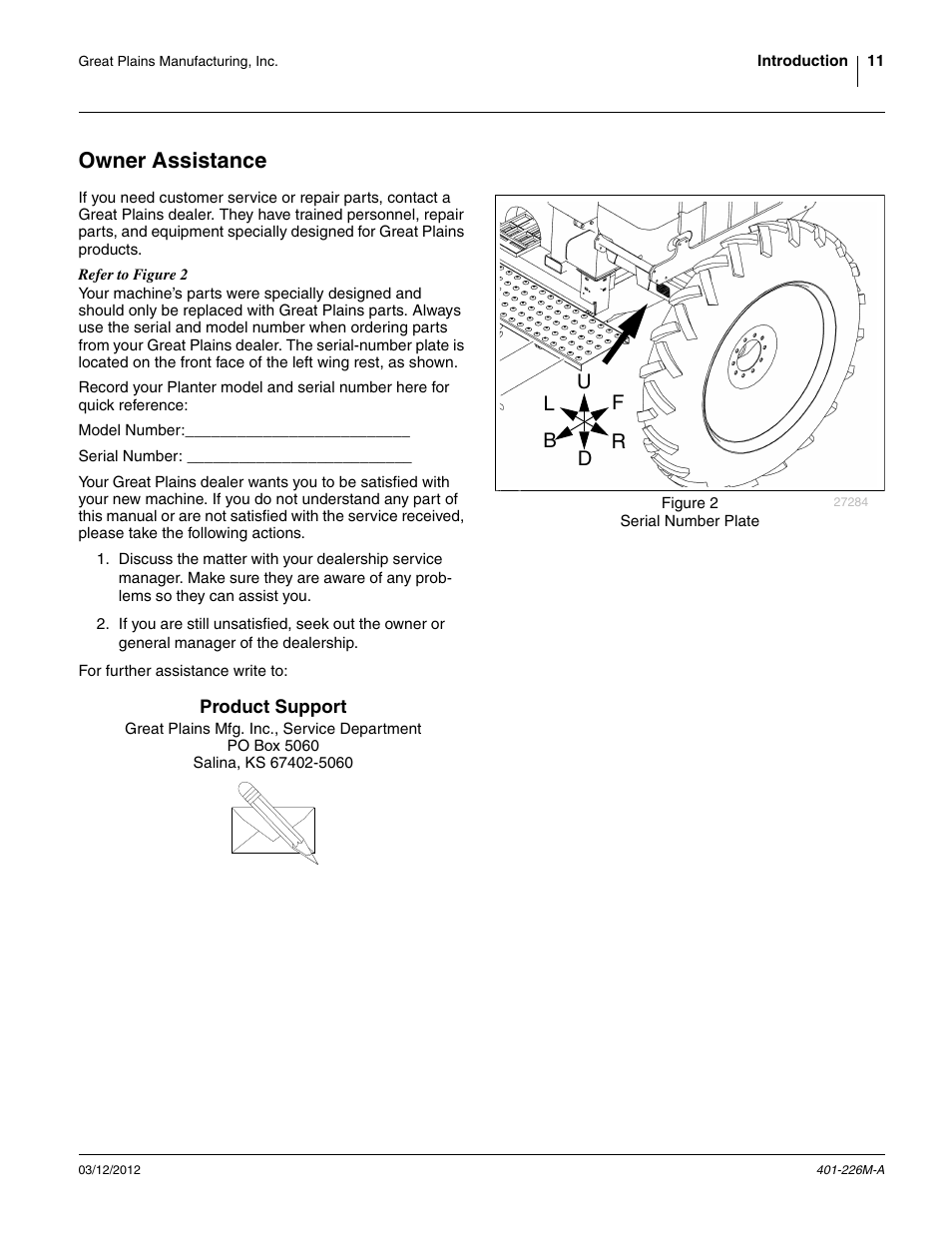 Owner assistance, Product support | Great Plains YP1625 Operator Manual User Manual | Page 15 / 150